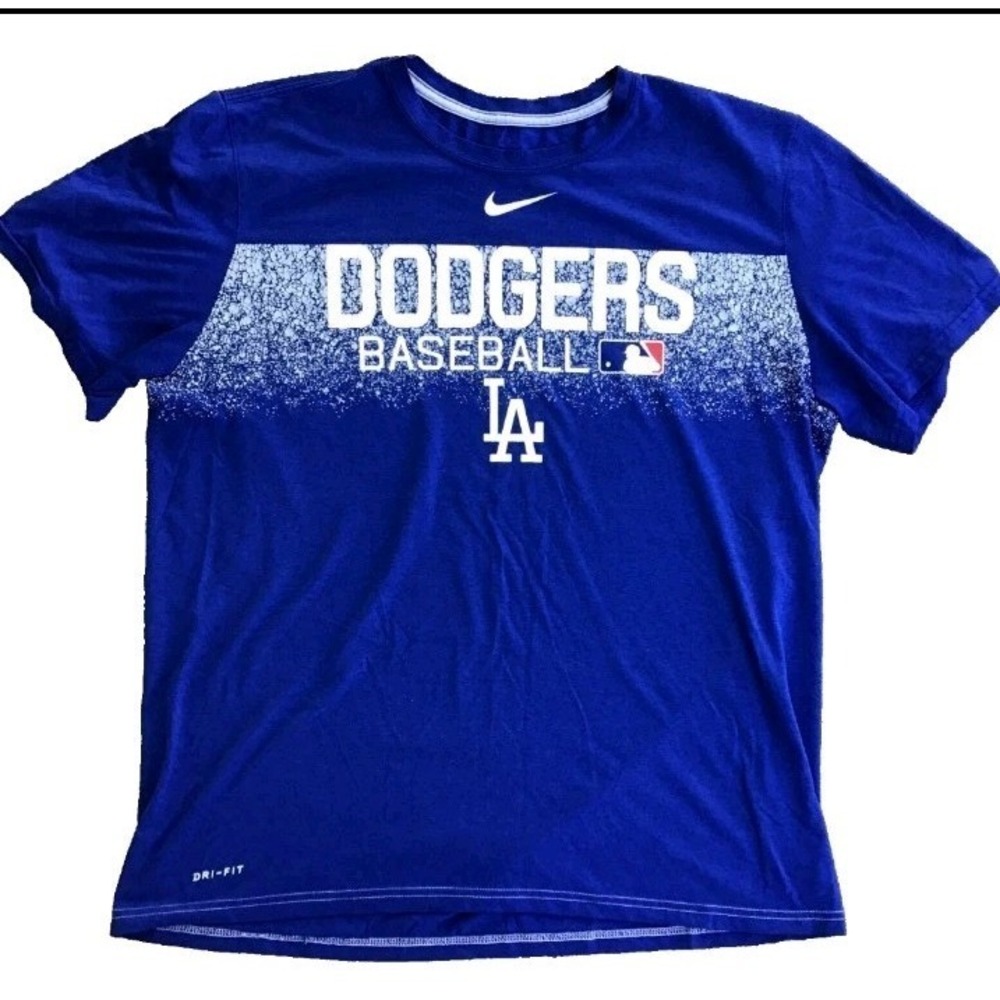 Nike Men's Dri-FIT Los Angeles Dodgers Men Blue Cracks Crew Neck Tee - Size S